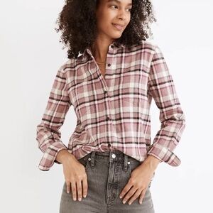🌻NEW Madewell Classic Ex-Boyfriend Shirt in Cornado Plaid Size XS
